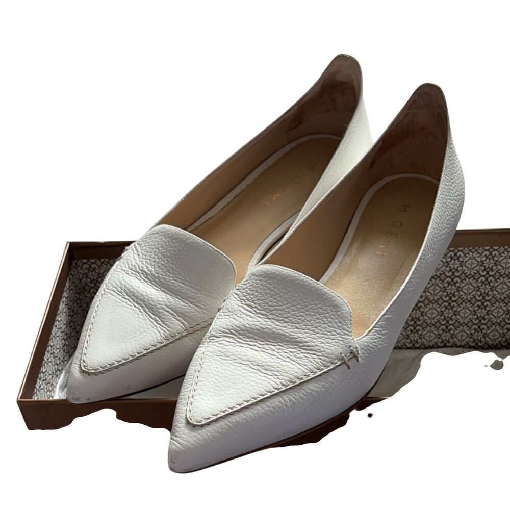 M.Gemi Stellato Loafers 36.5 Ivory Italian Leather Pointed Toe Slip On capsule